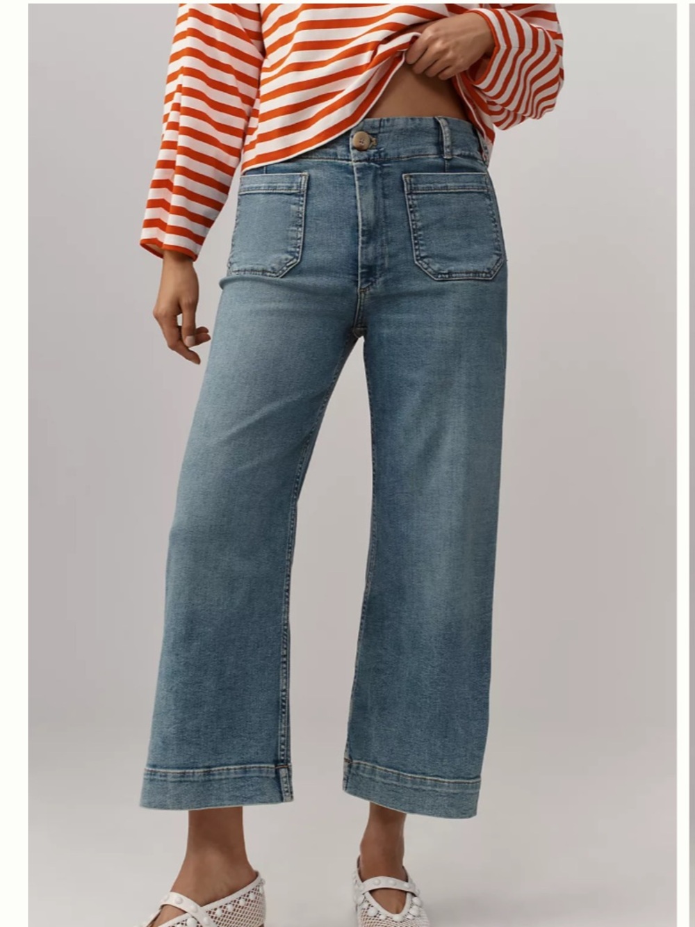 Maeve Colette Light Blue Wide-Leg cropped Jeans